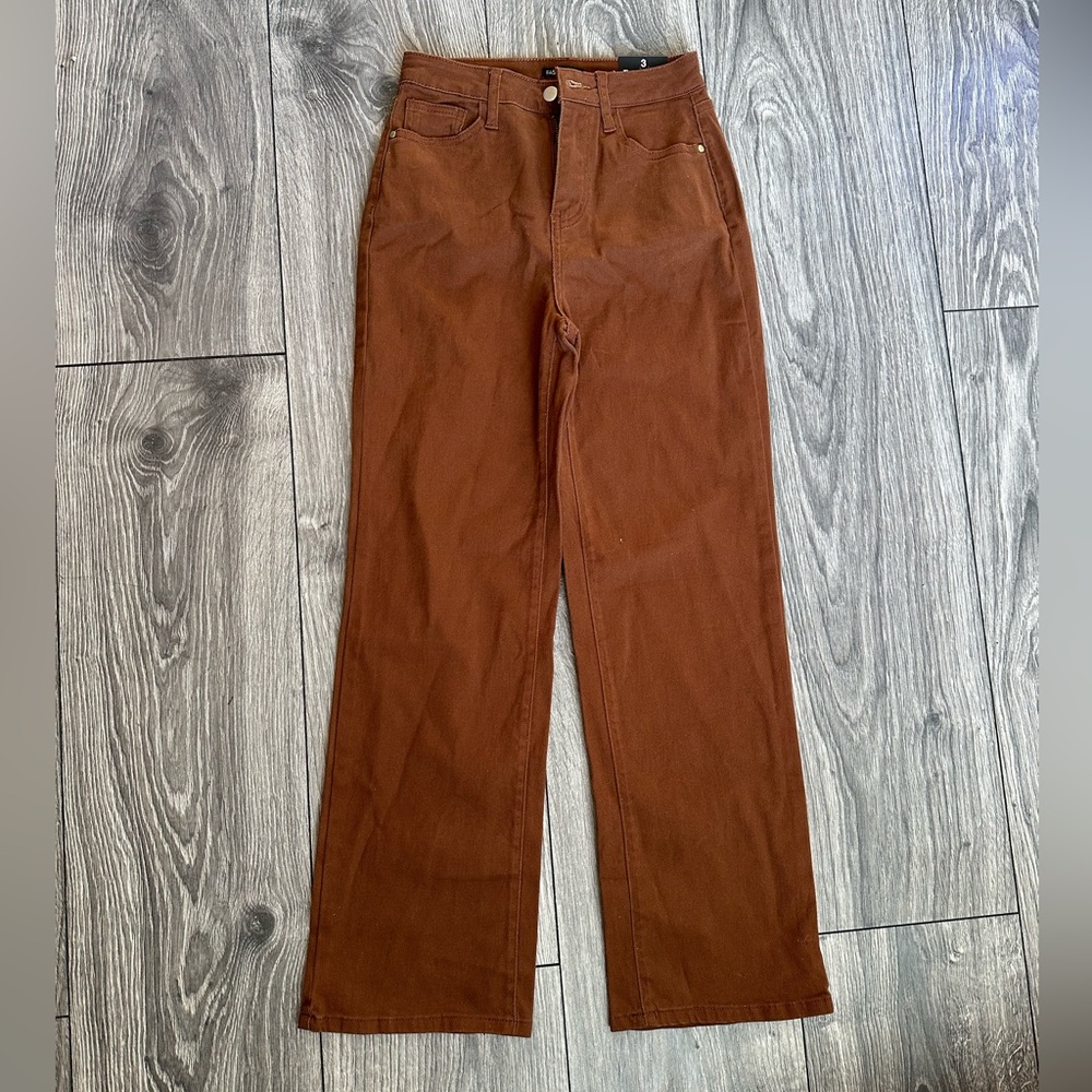 Fashion Nova Brown Classic High Rise Straight Leg Jeans